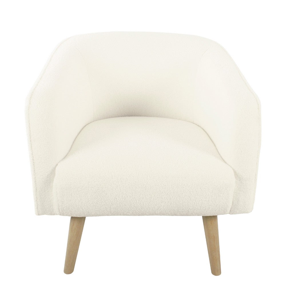 Accent Club Chair, Cream Sherpa Fabric, Modern Round Tapered Legs -BM334064