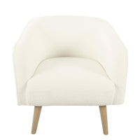 Accent Club Chair, Cream Sherpa Fabric, Modern Round Tapered Legs -BM334064