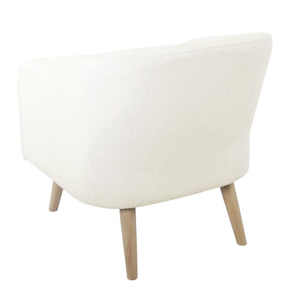 Accent Club Chair, Cream Sherpa Fabric, Modern Round Tapered Legs -BM334064