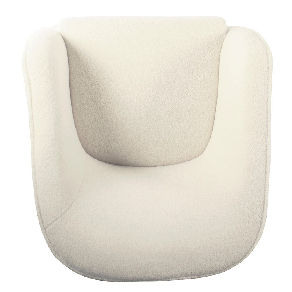 Accent Club Chair, Cream Sherpa Fabric, Modern Round Tapered Legs -BM334064