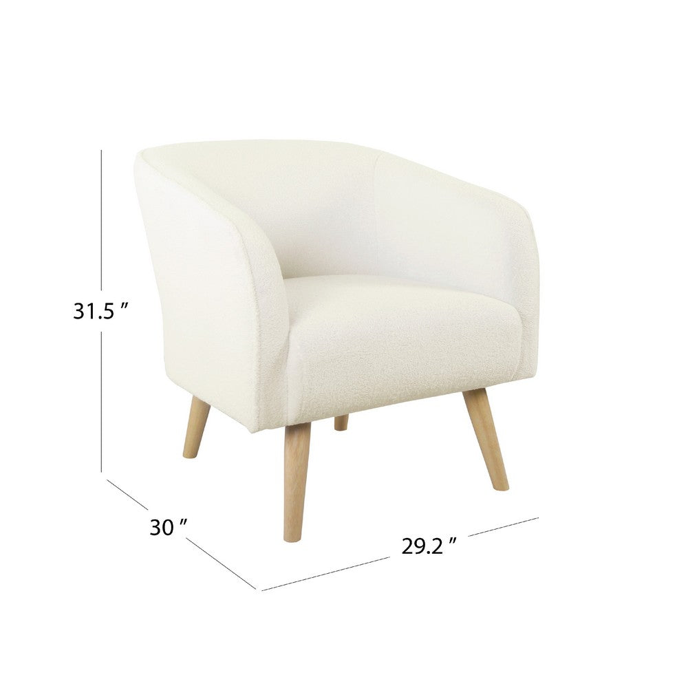 Accent Club Chair, Cream Sherpa Fabric, Modern Round Tapered Legs -BM334064