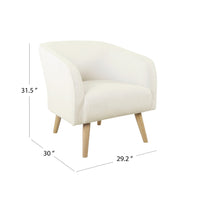 Accent Club Chair, Cream Sherpa Fabric, Modern Round Tapered Legs -BM334064