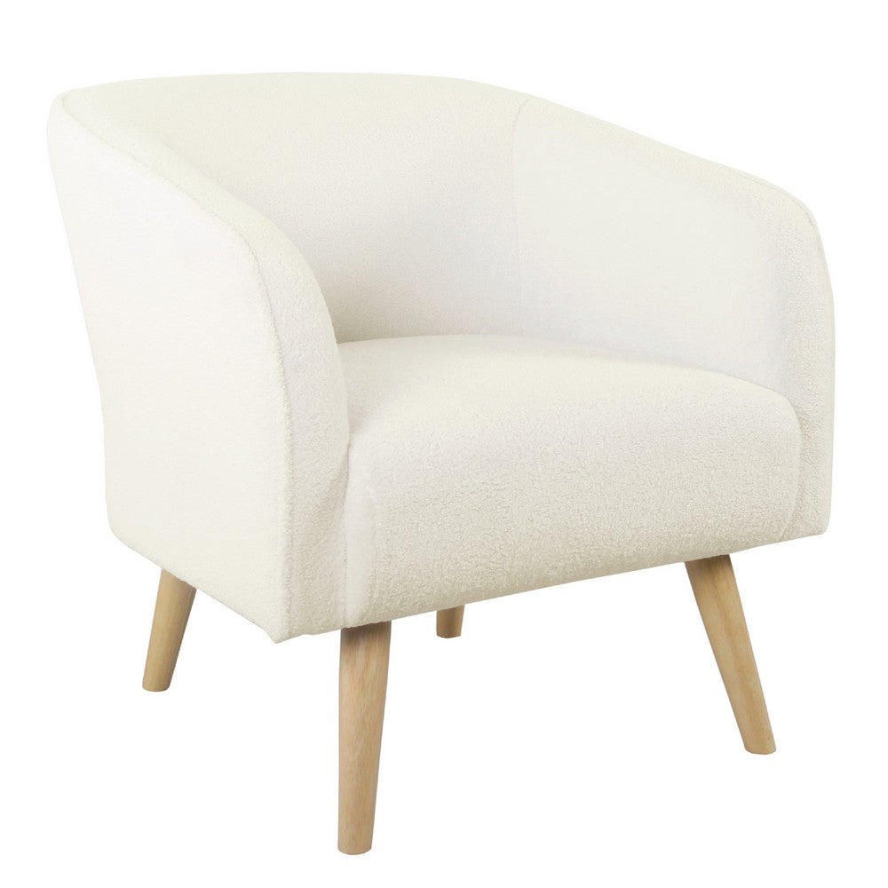 Accent Club Chair, Cream Sherpa Fabric, Modern Round Tapered Legs -BM334064