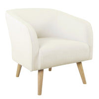 Accent Club Chair, Cream Sherpa Fabric, Modern Round Tapered Legs -BM334064