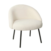 Kila Accent Chair, Soft Cream Sherpa Fabric, Ebony Black Metal Legs -BM334065