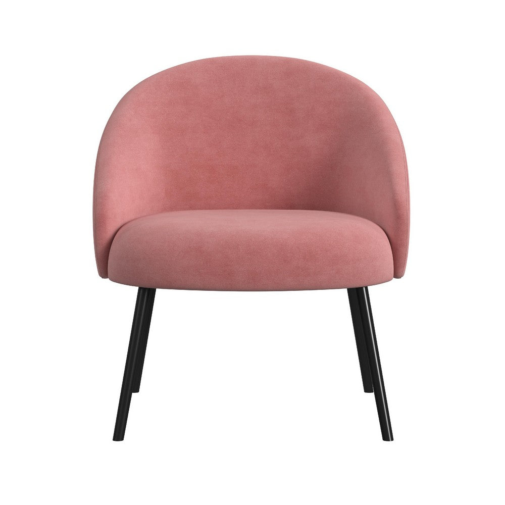 Kila Accent Chair, Soft Pink Velvet and Ebony Black Metal Legs -BM334066