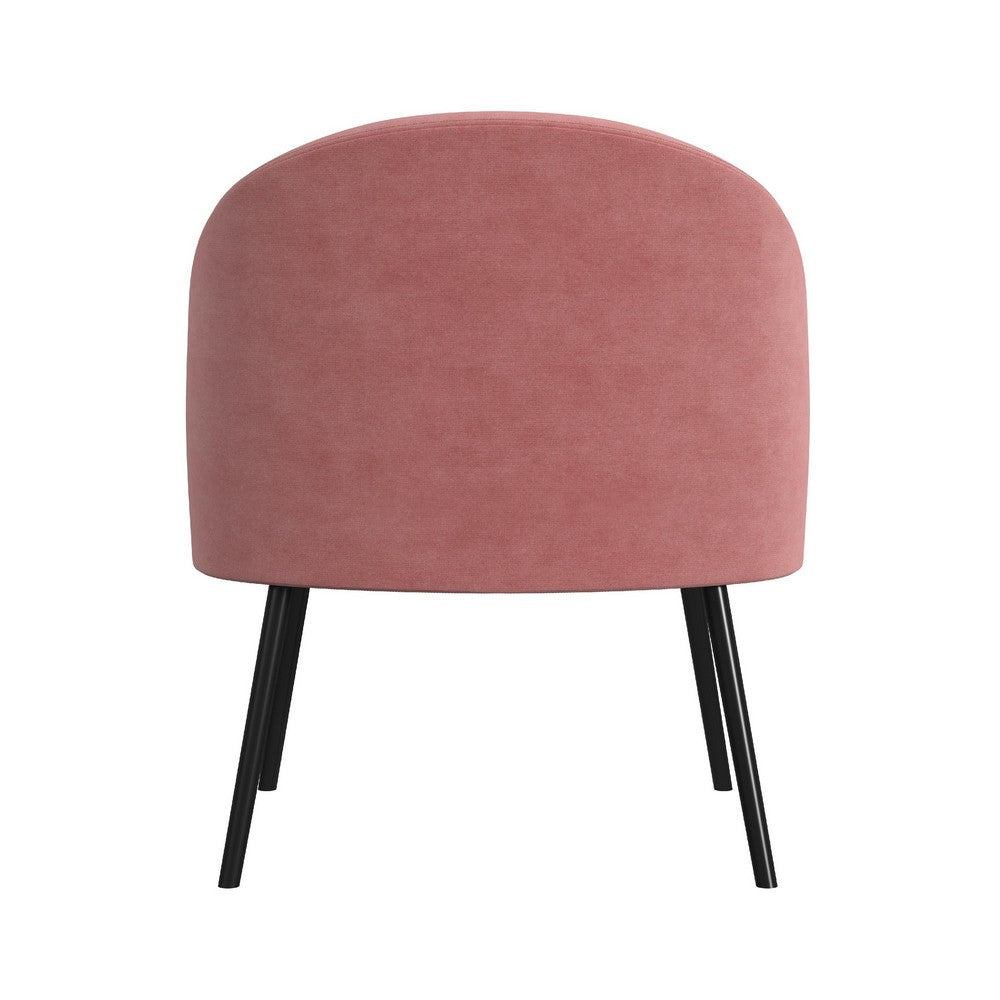 Kila Accent Chair, Soft Pink Velvet and Ebony Black Metal Legs -BM334066