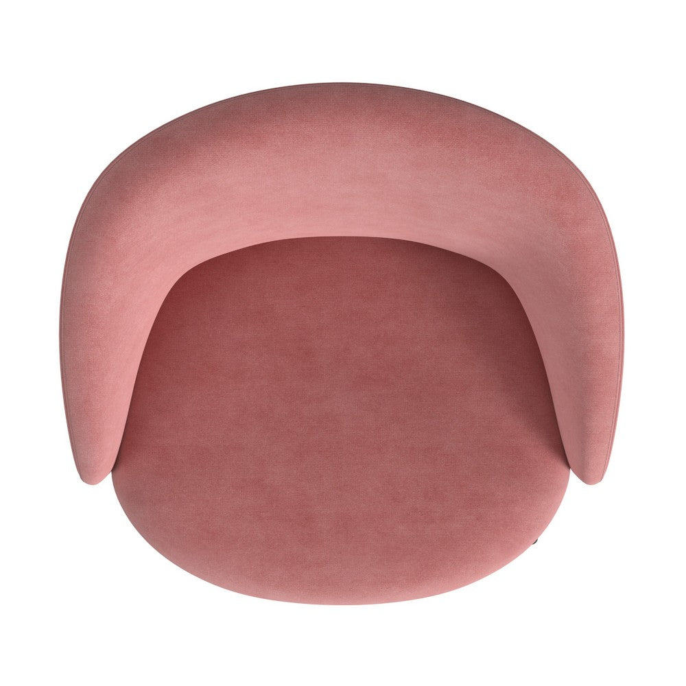 Kila Accent Chair, Soft Pink Velvet and Ebony Black Metal Legs -BM334066