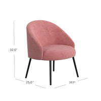 Kila Accent Chair, Soft Pink Velvet and Ebony Black Metal Legs -BM334066