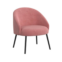 Kila Accent Chair, Soft Pink Velvet and Ebony Black Metal Legs -BM334066