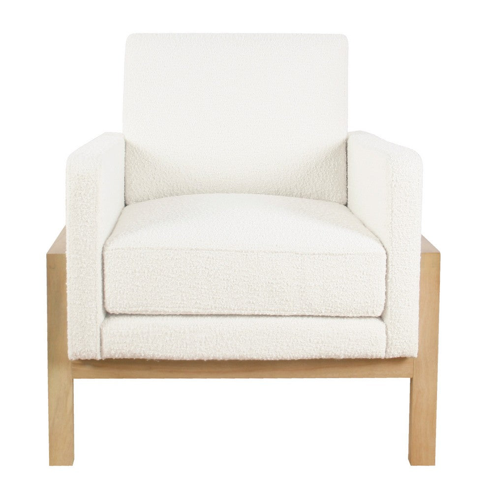 Nimo Accent Armchair, Cream White Boucle, Modern Track Armrests -BM334067