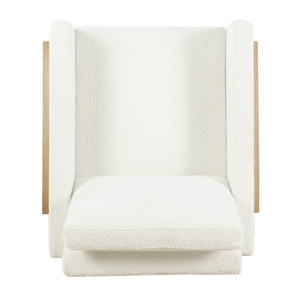 Nimo Accent Armchair, Cream White Boucle, Modern Track Armrests -BM334067