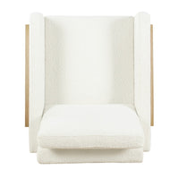 Nimo Accent Armchair, Cream White Boucle, Modern Track Armrests -BM334067