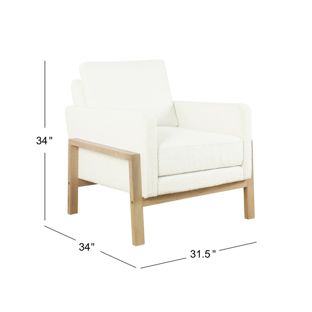 Nimo Accent Armchair, Cream White Boucle, Modern Track Armrests -BM334067