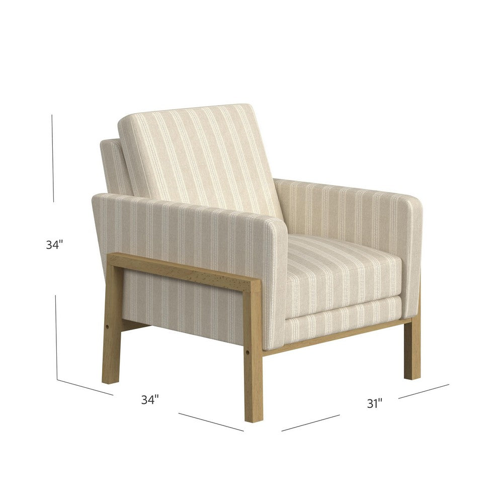 Nimo Accent Armchair, Tan Brown and Cream Polyester, Track Armrests -BM334068