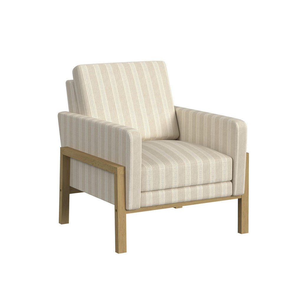 Nimo Accent Armchair, Tan Brown and Cream Polyester, Track Armrests -BM334068