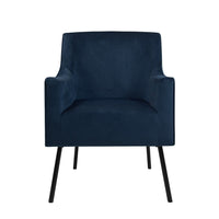 Sune Accent Chair, Soft Navy Blue Velvet and Matte Black Metal Legs -BM334069