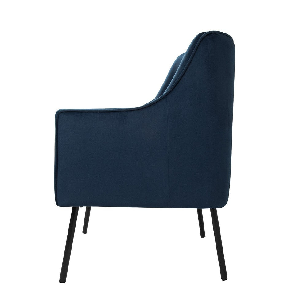 Sune Accent Chair, Soft Navy Blue Velvet and Matte Black Metal Legs -BM334069