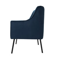 Sune Accent Chair, Soft Navy Blue Velvet and Matte Black Metal Legs -BM334069