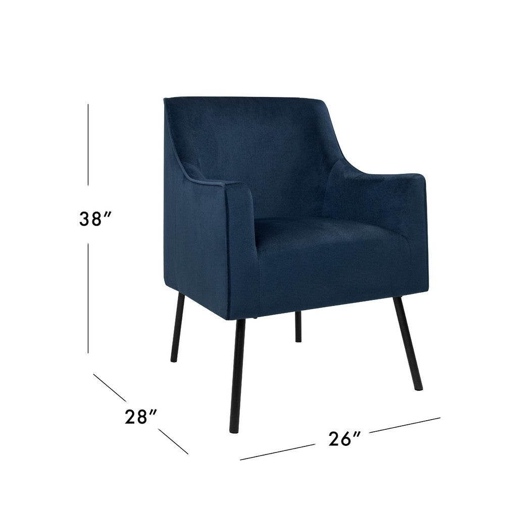 Sune Accent Chair, Soft Navy Blue Velvet and Matte Black Metal Legs -BM334069