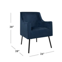 Sune Accent Chair, Soft Navy Blue Velvet and Matte Black Metal Legs -BM334069