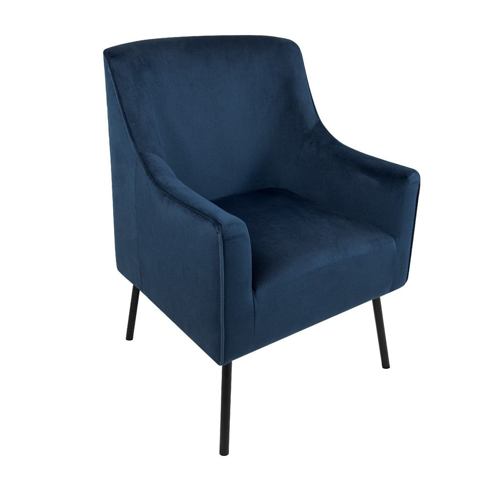 Sune Accent Chair, Soft Navy Blue Velvet and Matte Black Metal Legs -BM334069