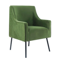 Sune Accent Chair, Soft Dark Green Velvet and Matte Black Metal Legs -BM334070