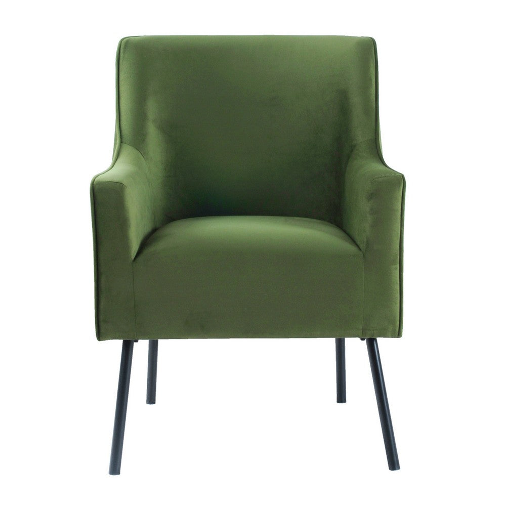 Sune Accent Chair, Soft Dark Green Velvet and Matte Black Metal Legs -BM334070