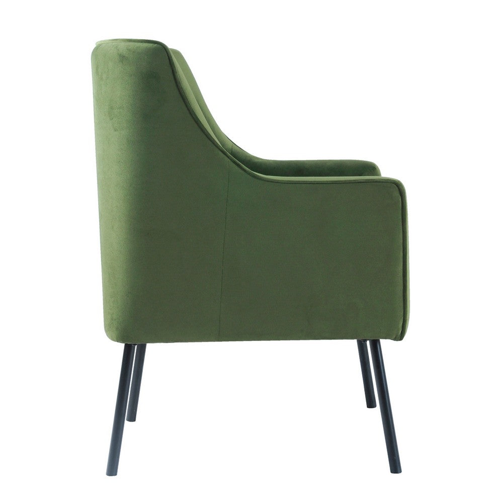 Sune Accent Chair, Soft Dark Green Velvet and Matte Black Metal Legs -BM334070