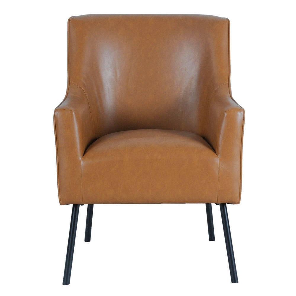 Sune Accent Chair, Brown Faux Leather and Matte Black Metal Legs -BM334071