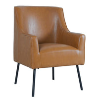 Sune Accent Chair, Brown Faux Leather and Matte Black Metal Legs -BM334071