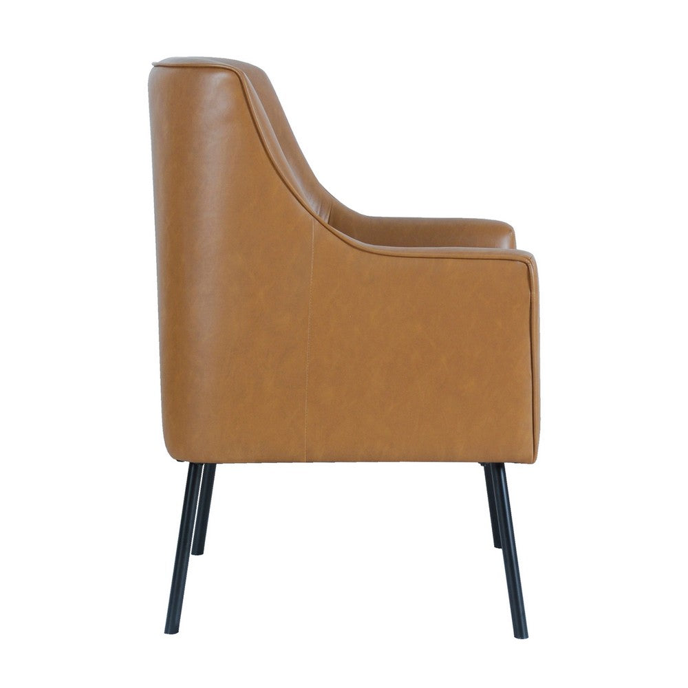 Sune Accent Chair, Brown Faux Leather and Matte Black Metal Legs -BM334071