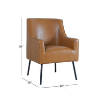 Sune Accent Chair, Brown Faux Leather and Matte Black Metal Legs -BM334071