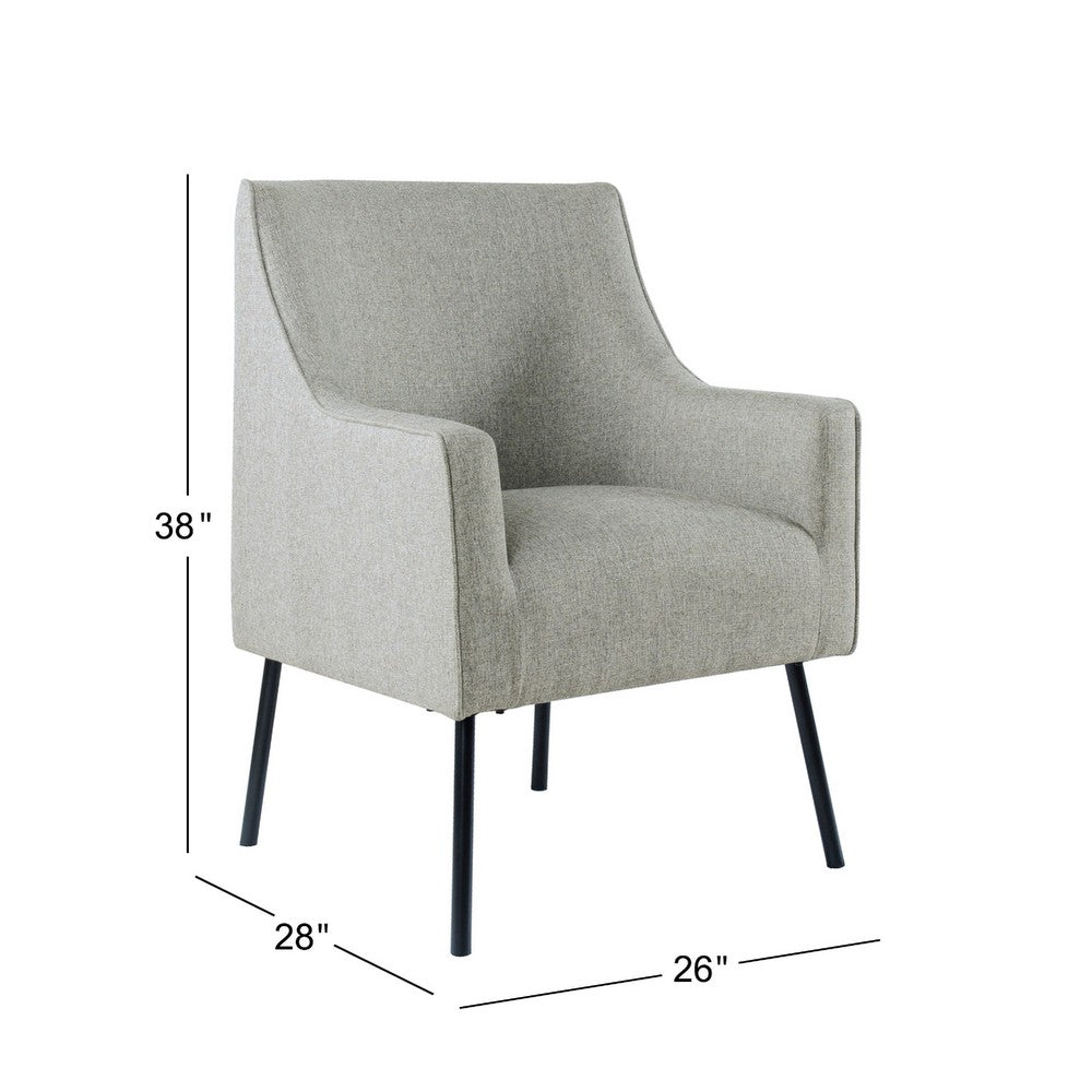 Sune Accent Chair, Light Gray Polyester and Matte Black Metal Legs -BM334072