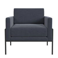 Fiam Accent Armchair, Steel Blue Velvet, Modern Black Metal Legs -BM334073