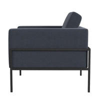 Fiam Accent Armchair, Steel Blue Velvet, Modern Black Metal Legs -BM334073