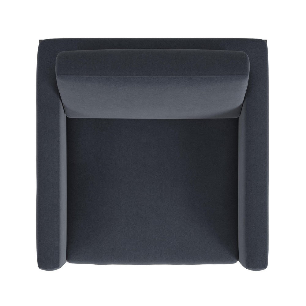 Fiam Accent Armchair, Steel Blue Velvet, Modern Black Metal Legs -BM334073