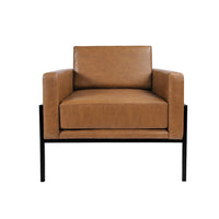 Fiam Accent Armchair, Caramel Brown Faux Leather, Modern Black Legs -BM334074