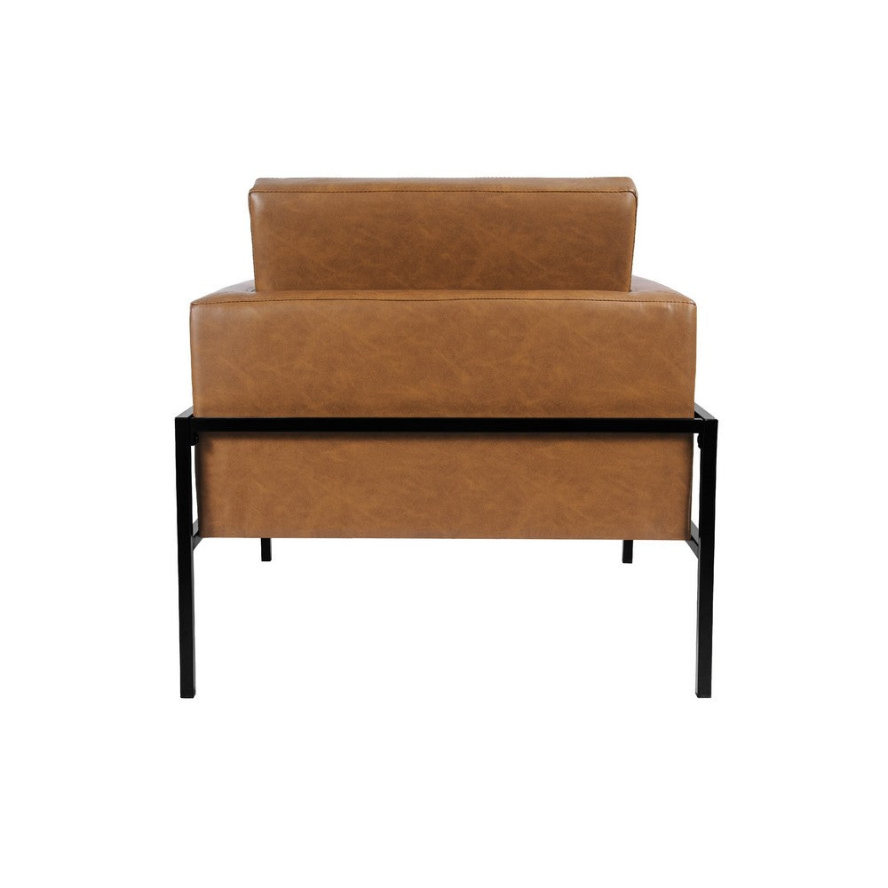Fiam Accent Armchair, Caramel Brown Faux Leather, Modern Black Legs -BM334074