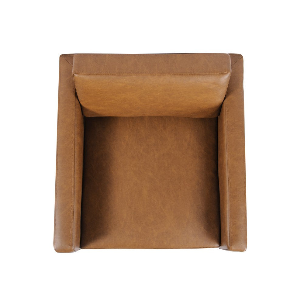 Fiam Accent Armchair, Caramel Brown Faux Leather, Modern Black Legs -BM334074