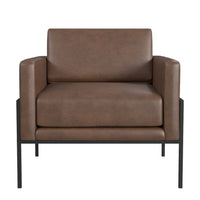 Fiam Accent Armchair, Dark Brown Faux Leather, Modern Black Legs -BM334075