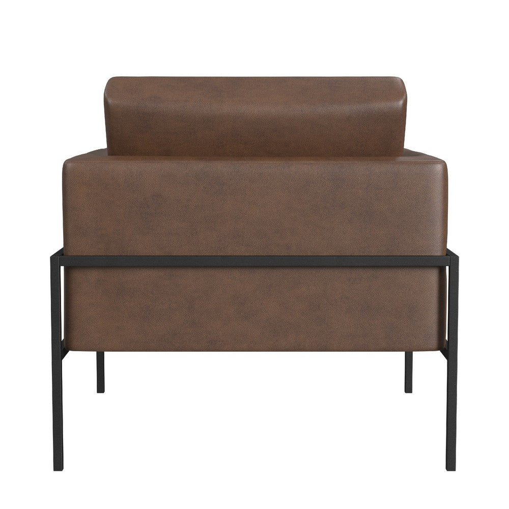 Fiam Accent Armchair, Dark Brown Faux Leather, Modern Black Legs -BM334075