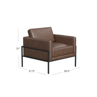 Fiam Accent Armchair, Dark Brown Faux Leather, Modern Black Legs -BM334075