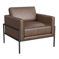 Fiam Accent Armchair, Dark Brown Faux Leather, Modern Black Legs -BM334075