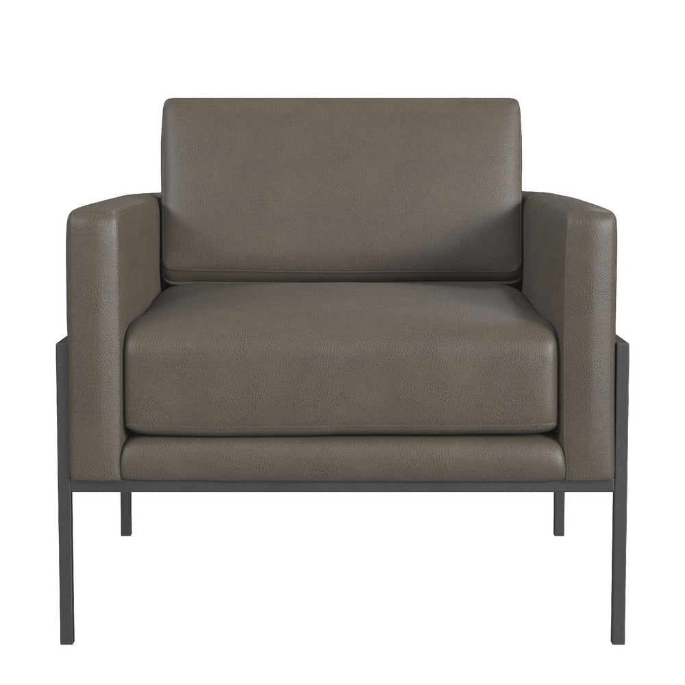 Fiam Accent Armchair, Dark Gray Faux Leather, Modern Black Legs -BM334076