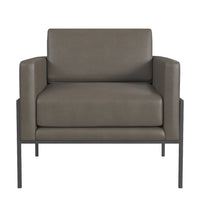 Fiam Accent Armchair, Dark Gray Faux Leather, Modern Black Legs -BM334076
