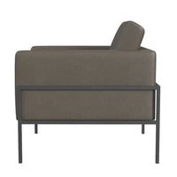 Fiam Accent Armchair, Dark Gray Faux Leather, Modern Black Legs -BM334076