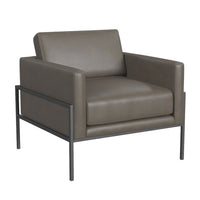 Fiam Accent Armchair, Dark Gray Faux Leather, Modern Black Legs -BM334076