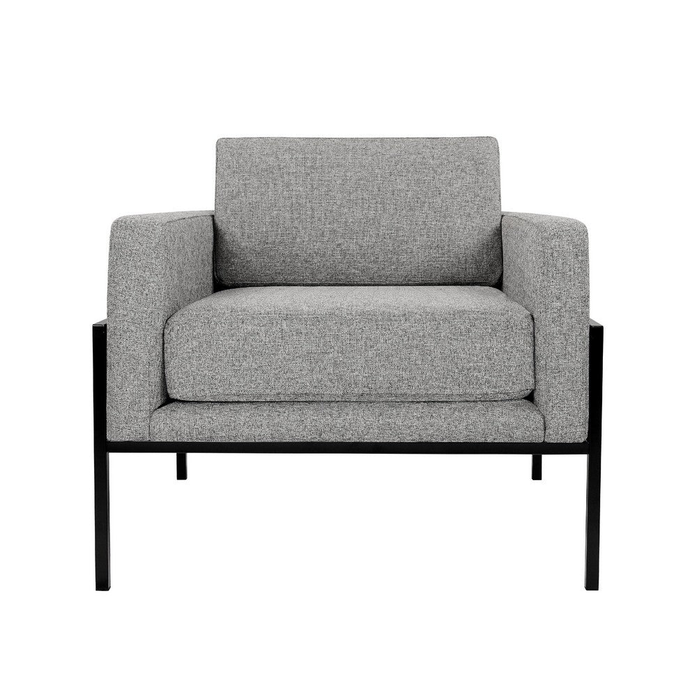 Fiam Accent Armchair, Heather Gray Woven Fabric, Black Metal Legs -BM334077