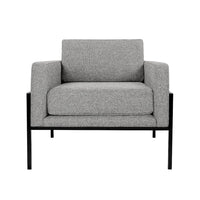 Fiam Accent Armchair, Heather Gray Woven Fabric, Black Metal Legs -BM334077